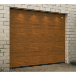 Porte de garage sectionnelle couleur bois, chêne claire