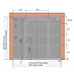 Porte de garage 2.4 mètres x 2.0 mètres avec portillon intégrée