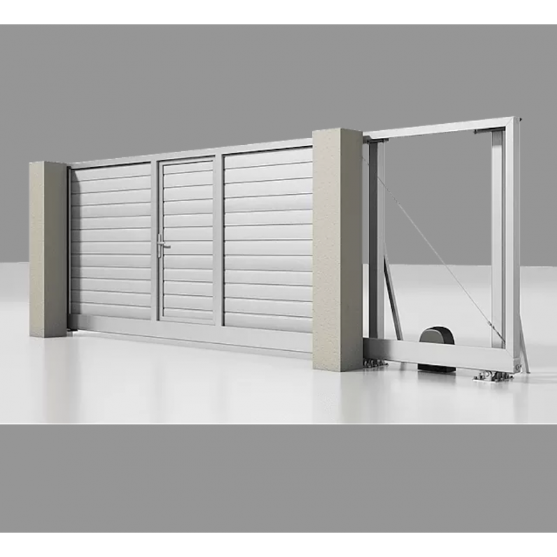portail autoportant aluminium avec portillon intégré