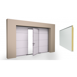 Porte de garage sectionnelle avec portillon intégré - Micro-rainure - RAL 9016