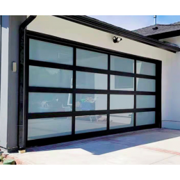 Porte de garage sectionnelle double vitrage opal blanc, Panneaux 45 mm, Sur mesure. ( TOP QUALITÉ )